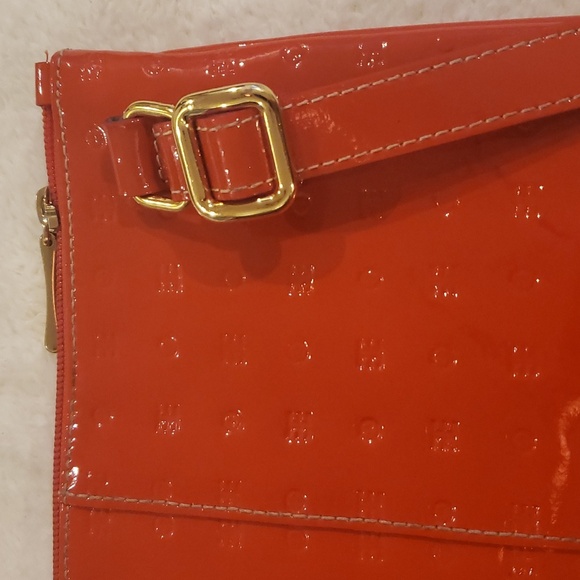 Arcadia red patent leather cross body bag, 11 1/2" x 9 1/2" - Picture 3 of 7